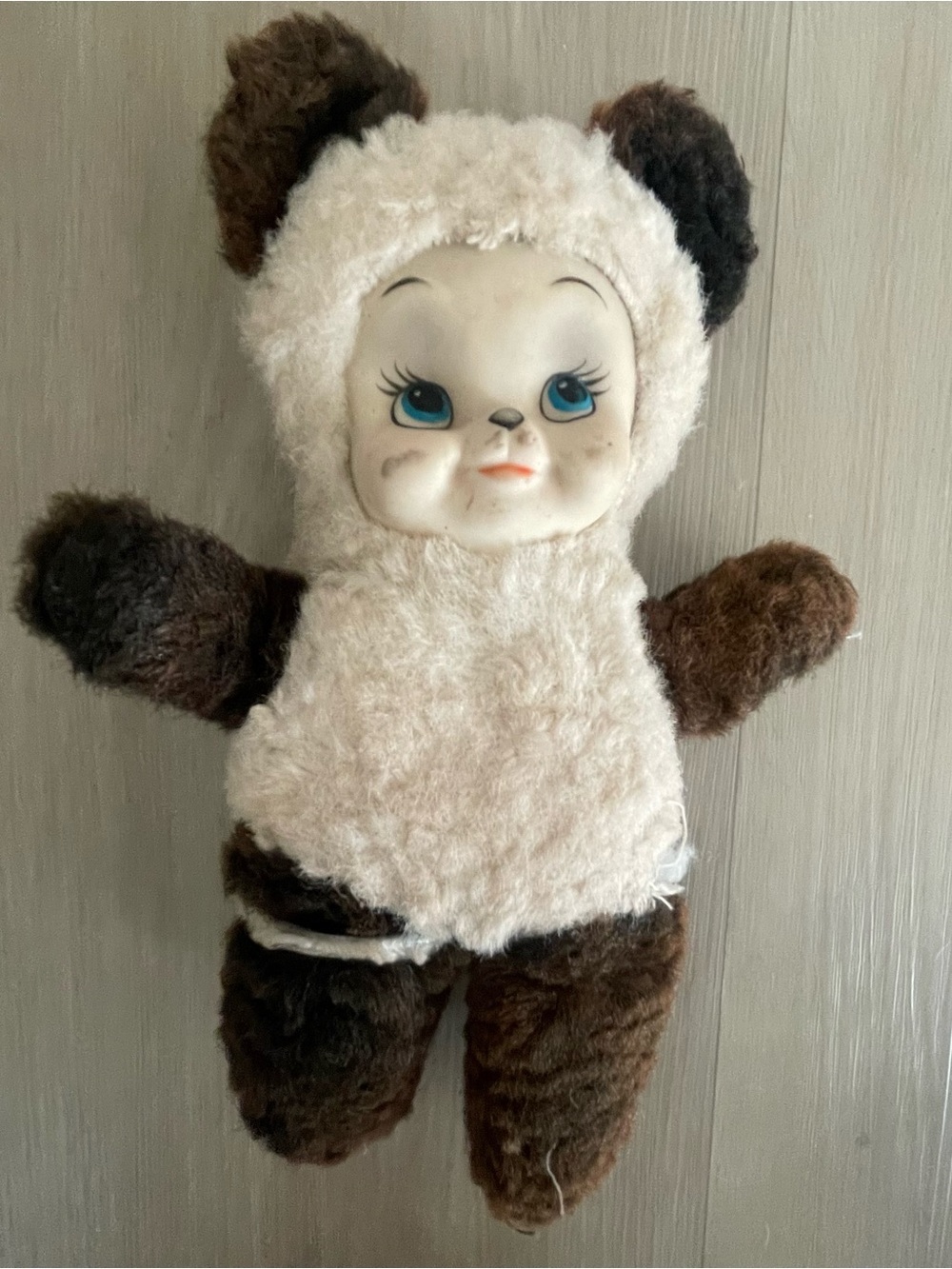 RARE Vintage Rushton Doll Panda Style, Soft Body Rubber Face, Collectible Item